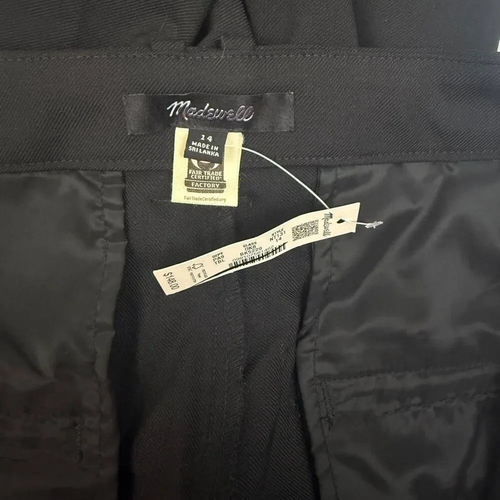 MADEWELL Slouchy Straight Pant 14 True Black Dress Career Work NWT B17